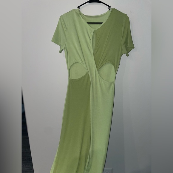 Green cutout midi dress L - Picture 3 of 5